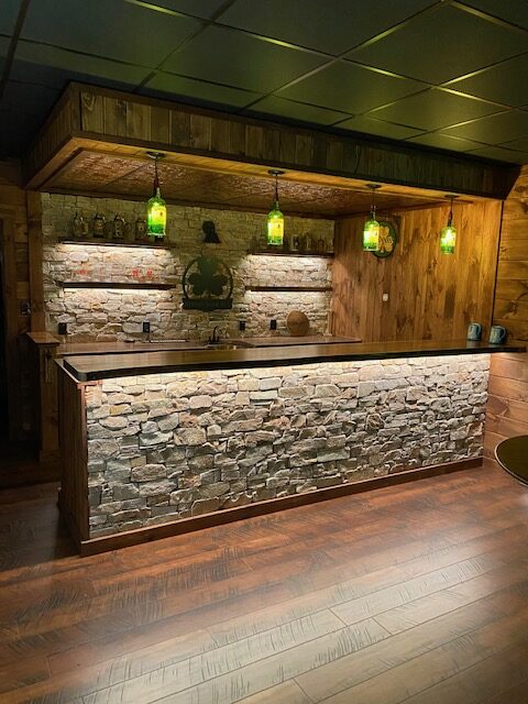Reclaimed wood bar top made by Midwest Lumber CO LLC